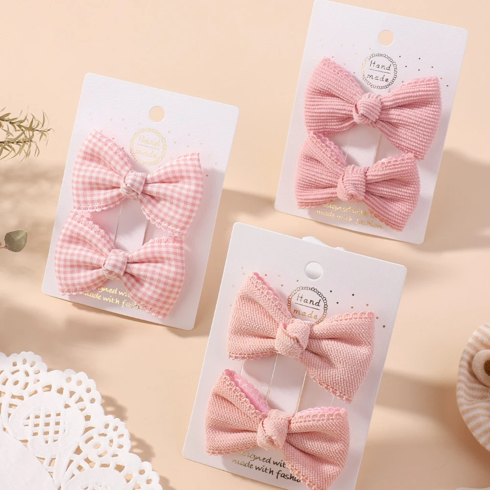 2 teile/satz Nette Baumwolle Plaid Haar Bögen Clip für Baby Mädchen Sommer Bunte Druck Blume Haarnadel Haarspange Kopfbedeckung Haar Zubehör