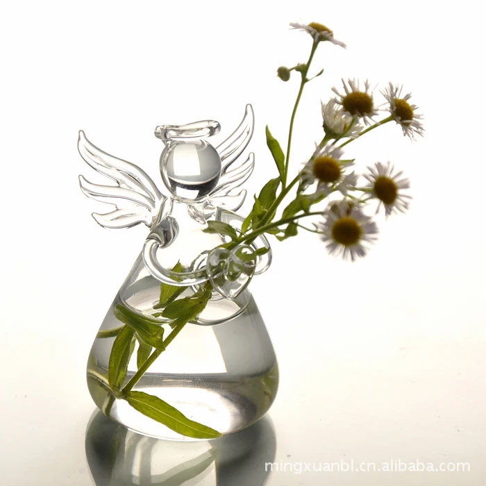Angel Glass Vase Small Flower Bottle for Home Decoration Hydroponic Plant Pot Container Garden Ornament Angel Vase for Weddings