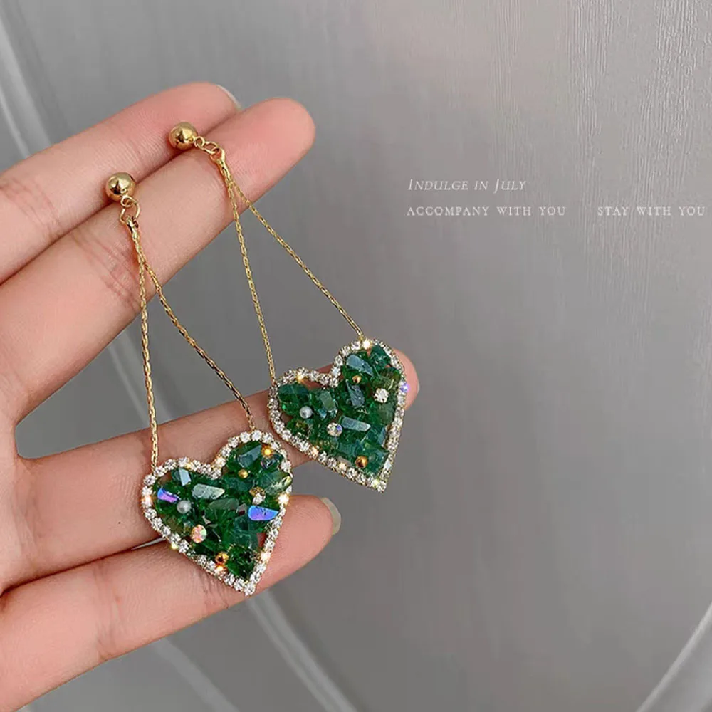 

New Summer Fresh Green Earrings with Love and Elegance Long Women's Earrings