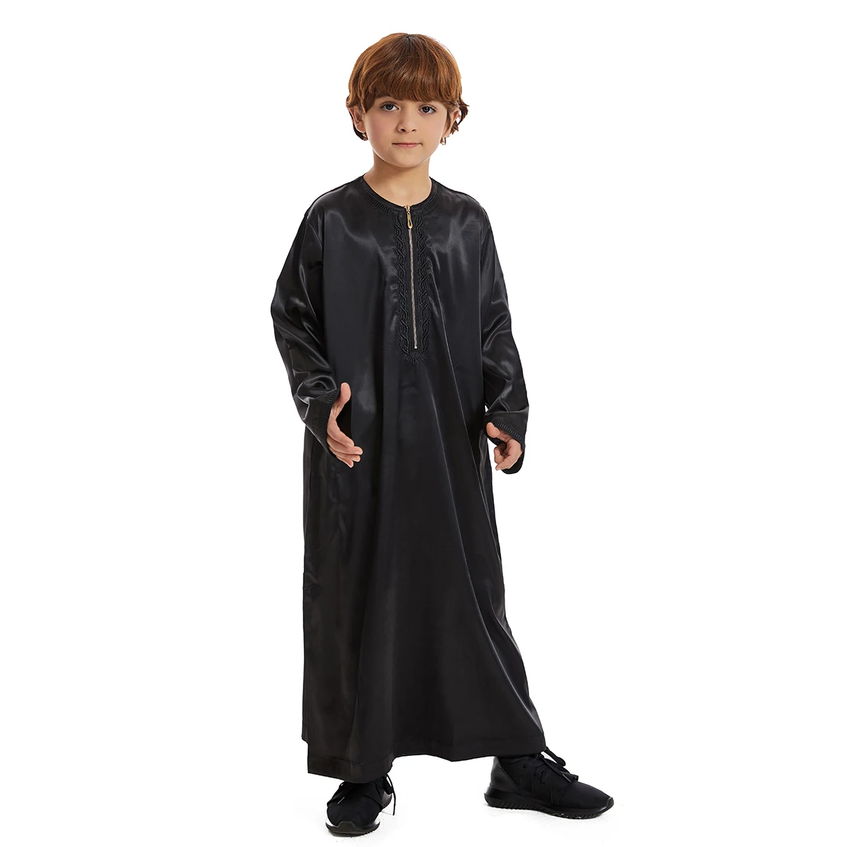 New 2024 Dubai Arab Muslim Kids Boys Clothes Abaya Caftan Robe Islamic Ramadan Clothing Oman Arabic Qatar Child Kaftans Costumes