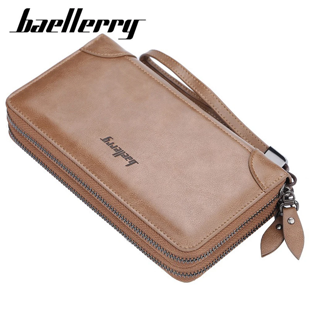 Baellerry Men's Long RFID Wallet PU Leather Zipper 12 Card Slots Id Window Business Travel Organizer