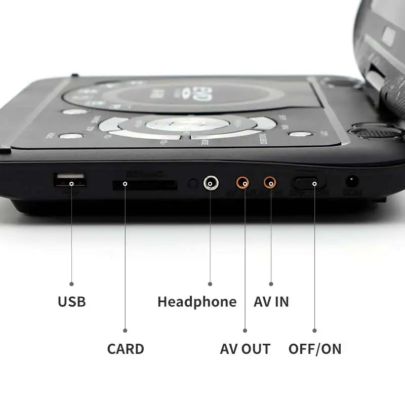 13.9 Inches Portable DVD Player Region-free EVD Player USB Port 270 Degree Rotation Swivel Screen EVD Lecteur DVD New