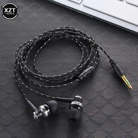 New 5 Colors Wired Earphone Stereo In-Ear 3.5mm Nylon Weave Cable Earphone Sports Headset With Mic For Laptop Smartphone Gifts 1