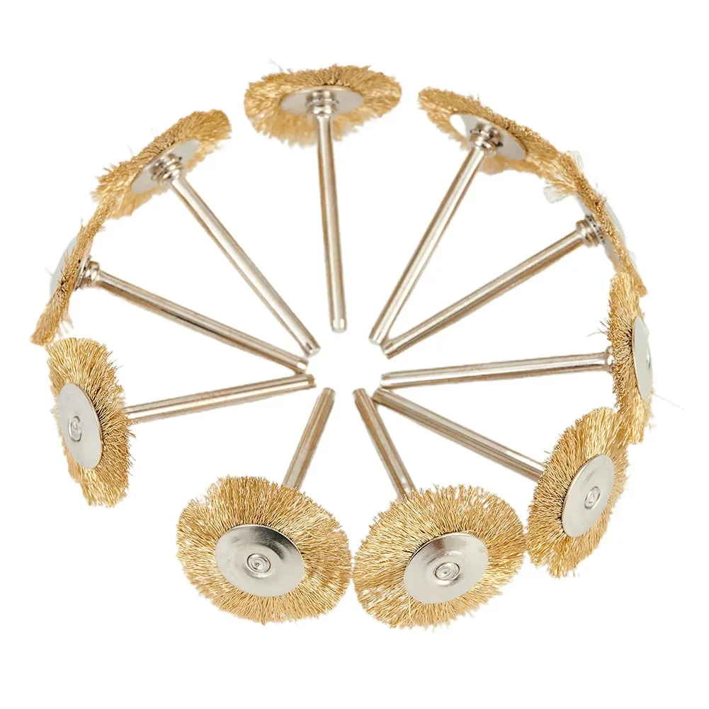 

10Pcs Brass Wire Brush Round Paint Rust Remover Brushes Metal Grinding Polishing Burring Wheel Disc For Grinder Rotary Tools
