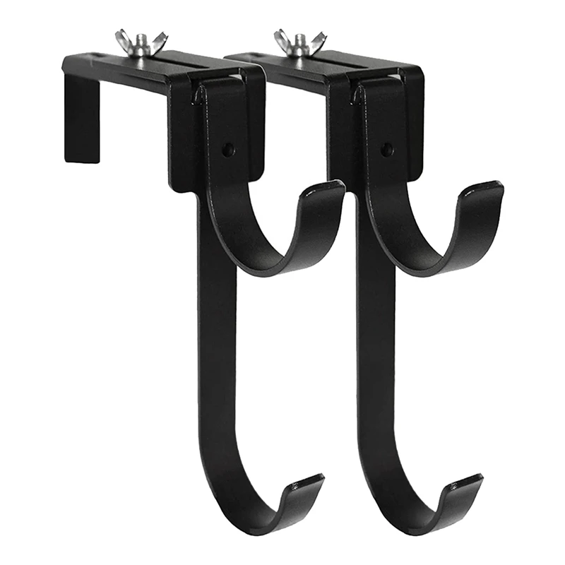 2 Piece Pool Pole Hanger Black For Pool Poles,Fence Hooks For Pool Equipment, Pool Skimmer Accessories