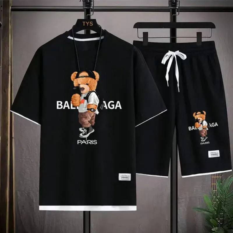 Spring summer men's sets top Short sleeve oversized T-shirt+casual shorts sports fashion outdoor beach men's clothing jogging