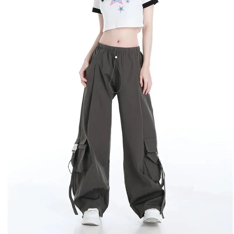 Deeptown Y2k Vintage Cargo Pants Women Streetwear Korean Fashion Baggy Sweatpants Harajuku Style Wide Trousers Aesthetic Casual