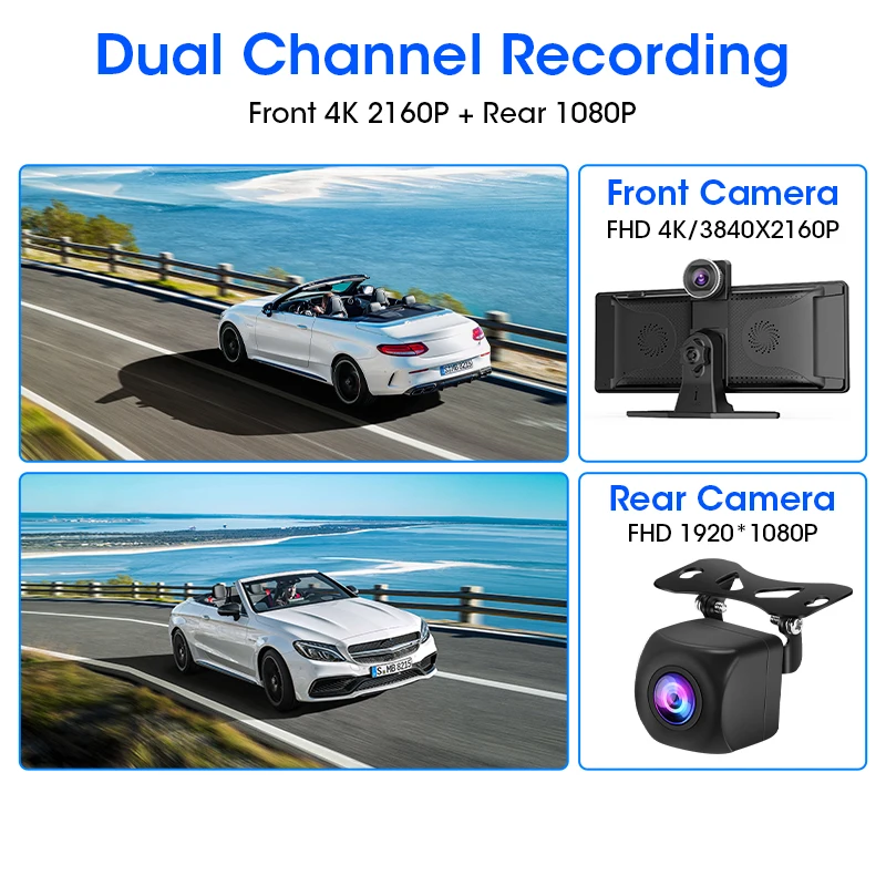  DVR  ķ  ī÷  ȵ̵ ڵ BT GPS ׺̼,   ̷  ÷̾, 1080P Ĺ ī޶, 4K, 10.26 ġ