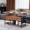 Lift Top Coffee Table with Storage, Coffees Tables for Living Room, Small Coffee Table with Power Strip & USB & Ambient Lighting 2