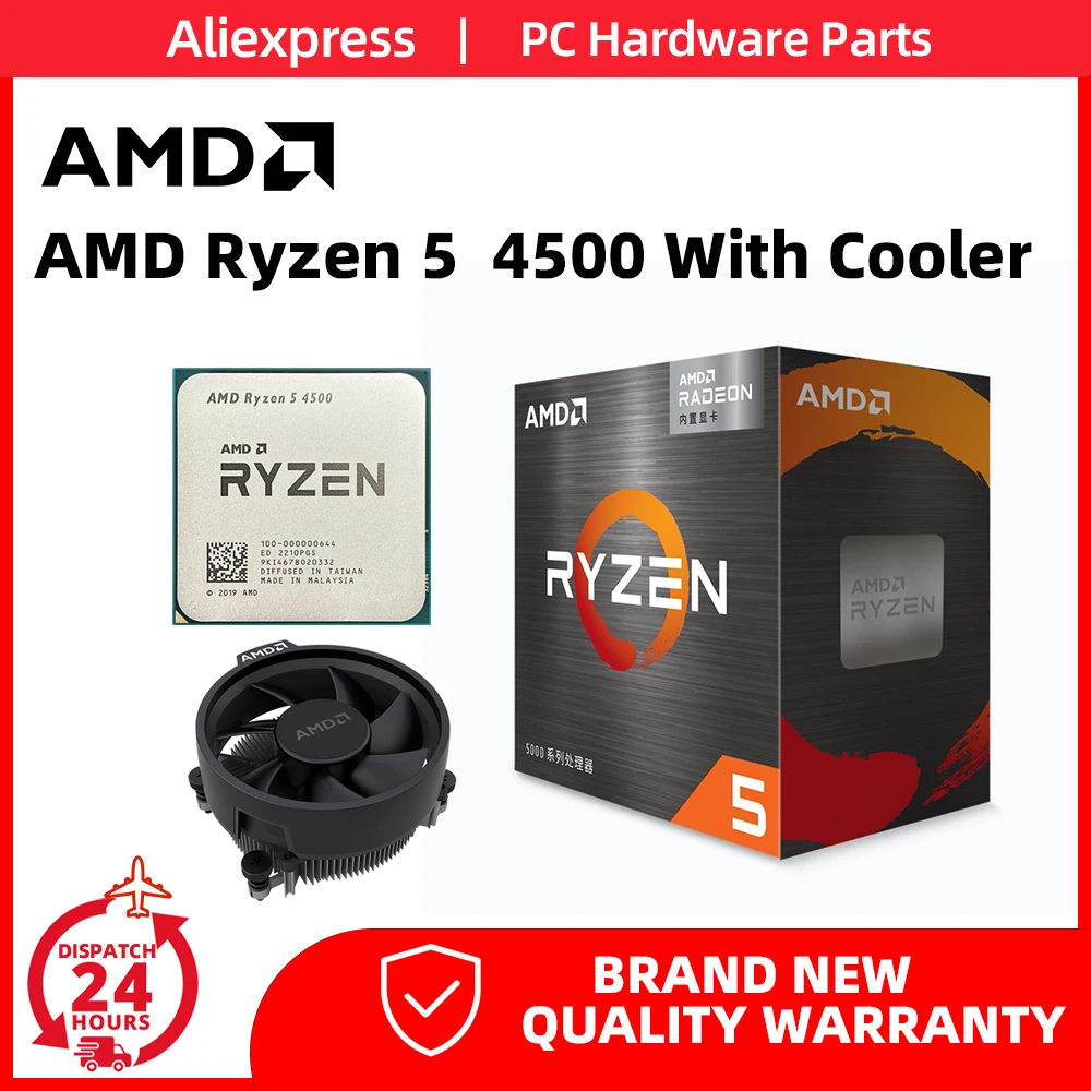 AMD Ryzen 5 4500 With Cooler and box R5 4000 Series CPU Processor 3.6GHz  6-Core 12-Thread 65W Socket AM4 Gaming Support
