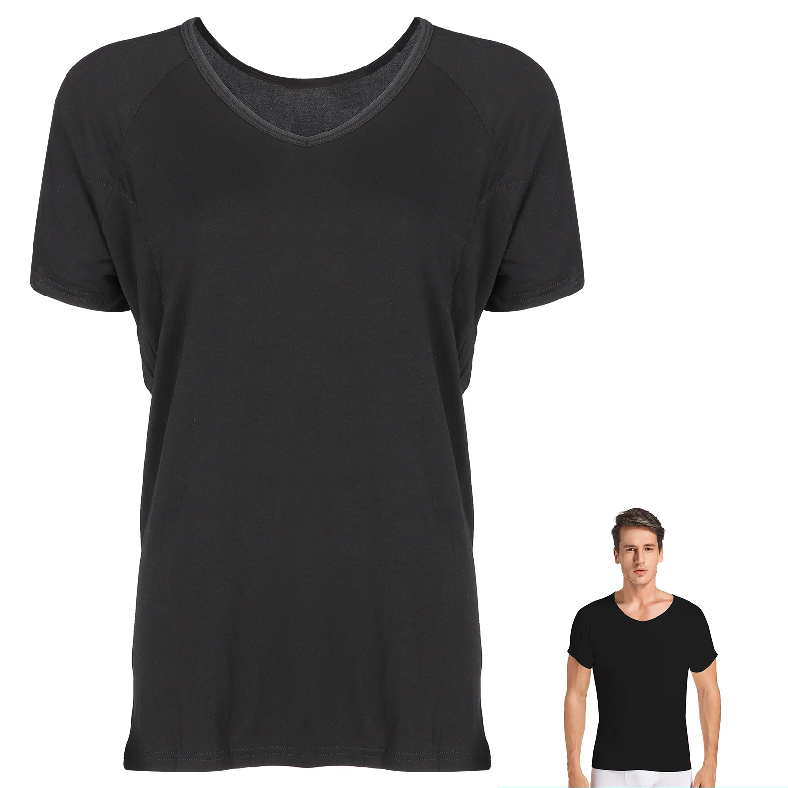 

Sweat T-shirt Short Sleeve Men’s Undershirts BreathableUndershirt Proof Gap Mens Round Neck with Pad T-shirts
