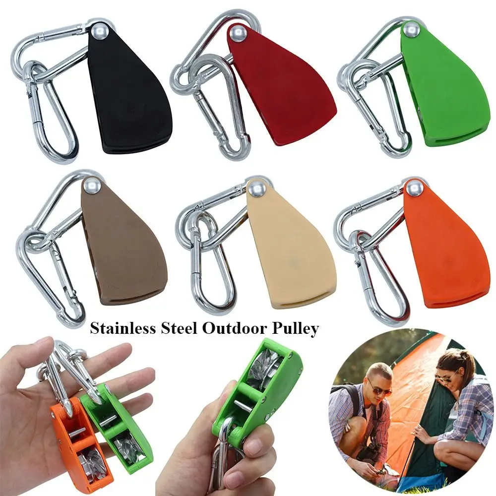 

Stainless Steel Lifting Wheel Tools Large Metal Lifting Pulley Tent Holder Outdoor Pulley Adjuster Metal Rope Hook