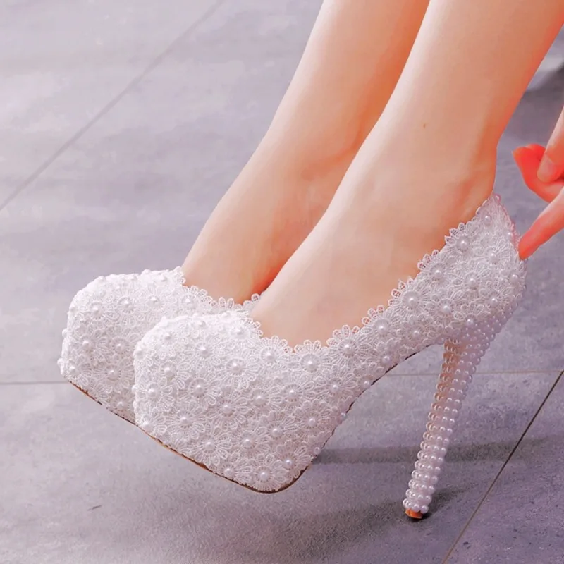 New 14CM round toe viscose shoes low top retro pearl banquet stiletto heel solid color shoes main image 1