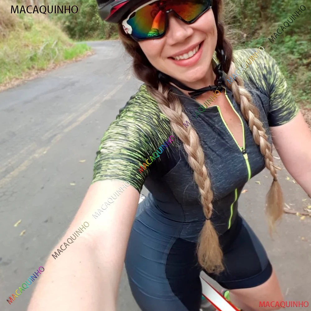 

Macaquinho Ciclismo Women's Cycling Short Sleeve Jumpsuit Suit
