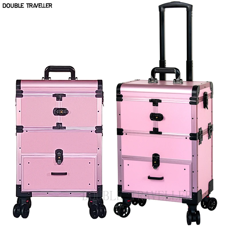 Professional cosmetic case Box Large capacity Rolling luggage bag
