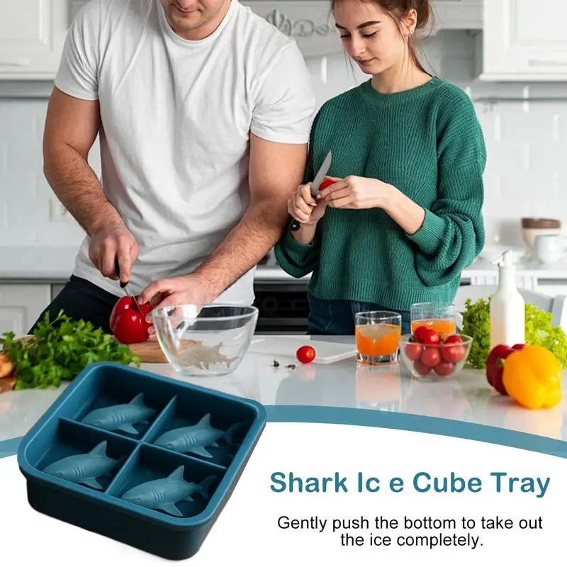 Creative Shark Mold 3D Whiskey Ice Mold Cute Easy Release Silicone Tray Shaper Mould for Water Drinking Kitchen Ice Cream Mold