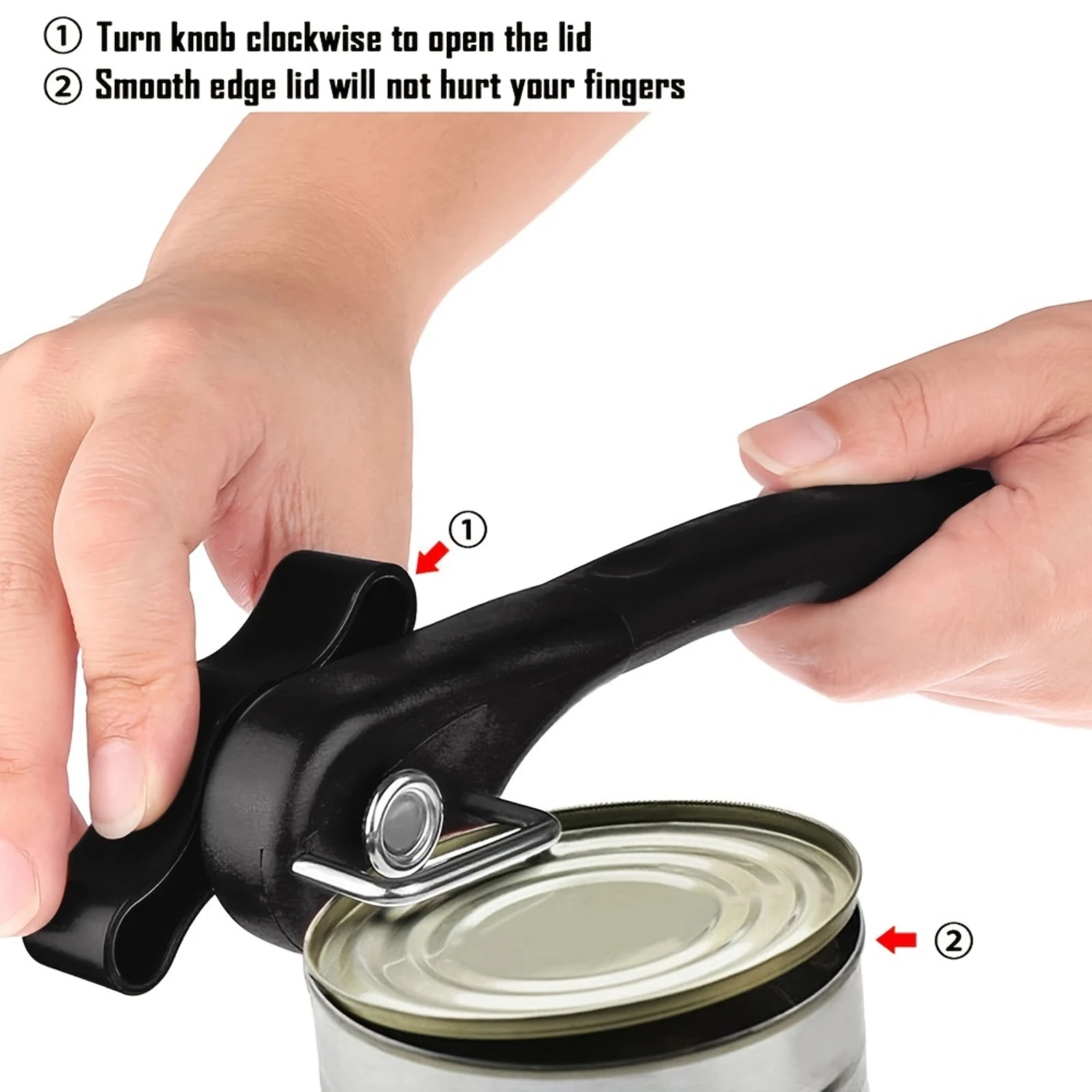Easy Grip Manual Can Opener with Safety Lid-Perfect for Easy Use
