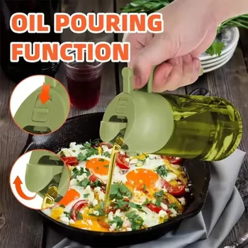 470ML Light-Blocking Dark Oil Sprayer for Cooking 2 in 1 Olive Oil Dispenser Bottle for Kitchen Dark Green Glass Oil Bottle