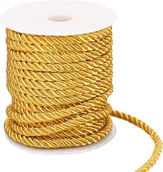 Twisted Polyester Rope for Crafts and Home Decor - 5mm, 5m Length (Gold yellow)