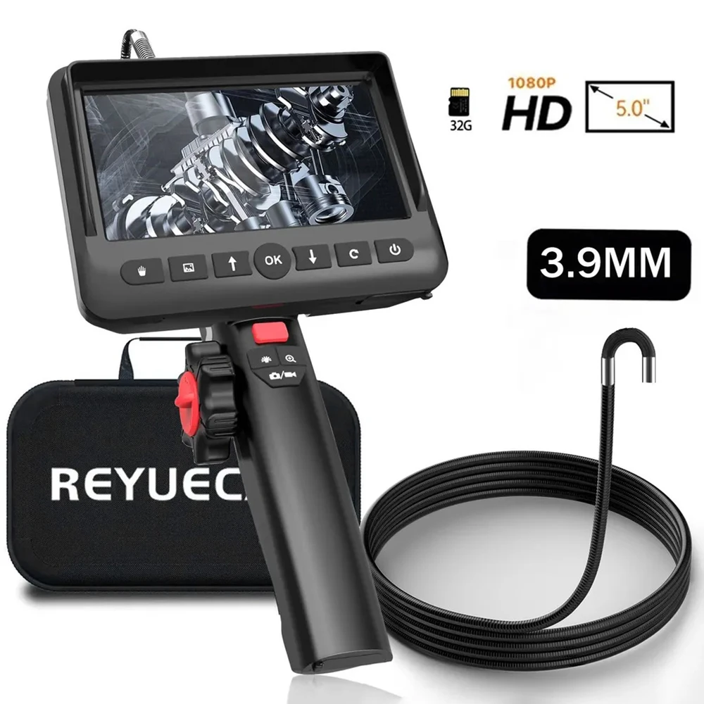 REYUECAM 관절형 내시경 카메라, 산업용 보어스코프, 양방향 210 도 조향, 3.9mm