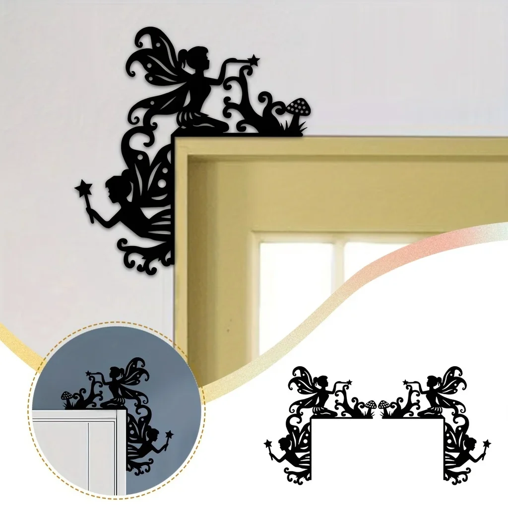 

1pc Metal Elf Decoration Wall Sticker Door Corner Decoration Door Frame Corner Decoration Art Metal Wall Hanging