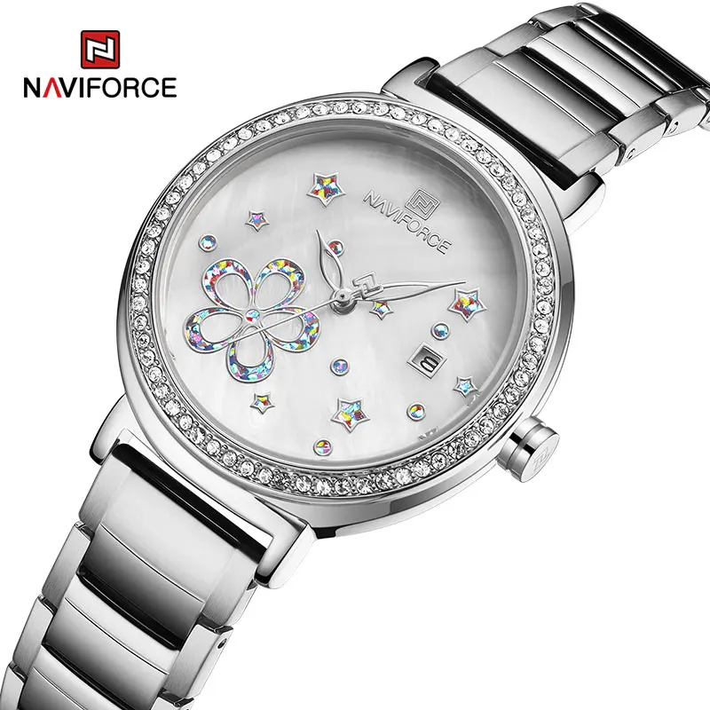 

NAVIFORCE Luxury Brand Women Sliver Watches Casual Ladies Quartz Wrist watch Female Waterproof Dress Clock Girl Relogio Feminino