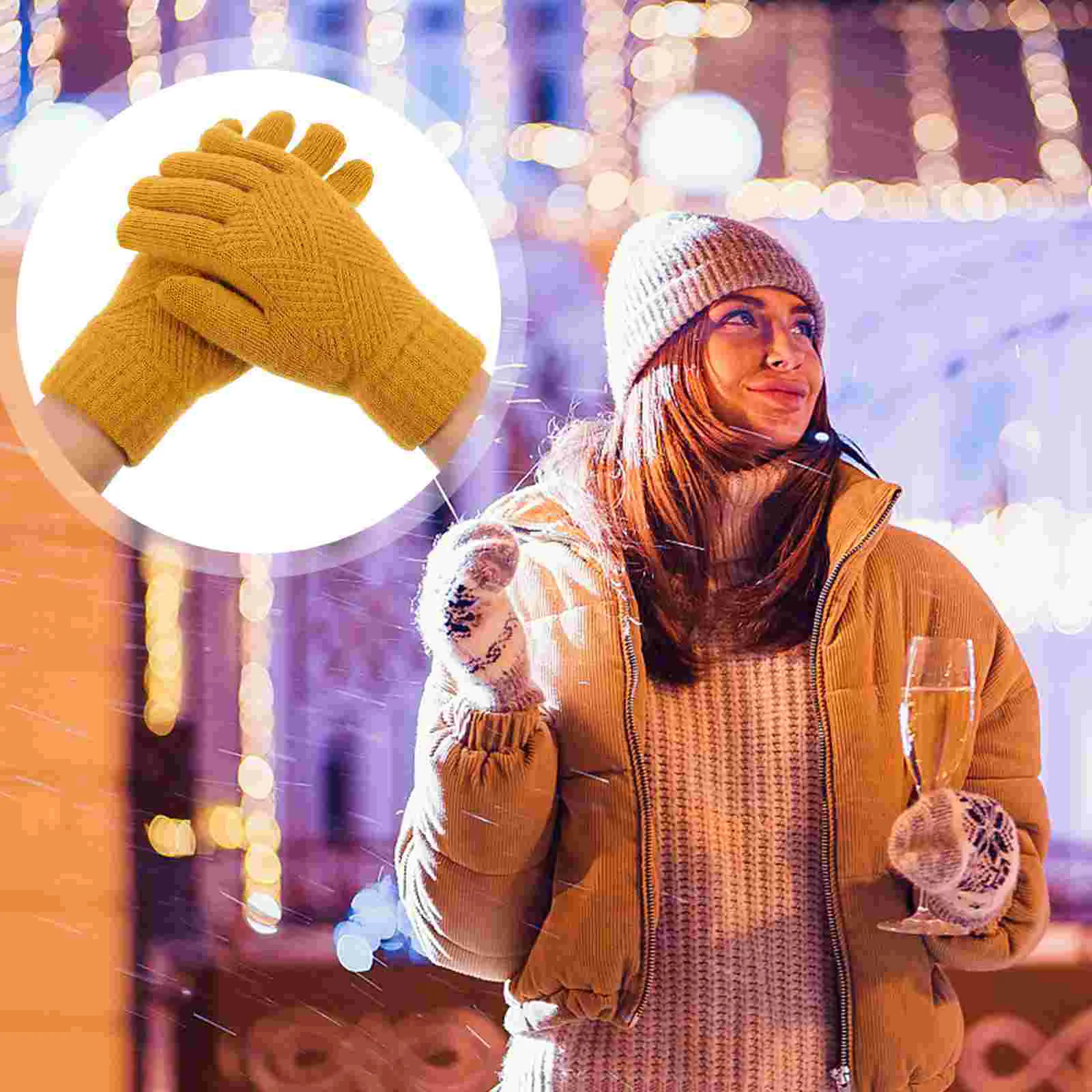 

Gloves Womens Winter Delicate Riding Touchscreen Mittens Warm Supply Knitting For and