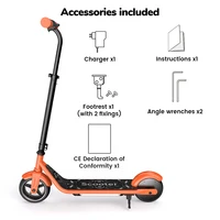 Trottinette électrique pour enfants K2Pro, moteur 150W, pneus de 6 pouces, batterie 18V, vitesse maximale 16km, portée 6-9km, Orange, noir, 3 vitesses avec LED 8