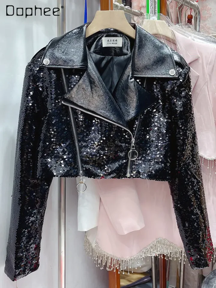 Fashion Sequin Cropped Jacket Women's Autumn Premium Sequins