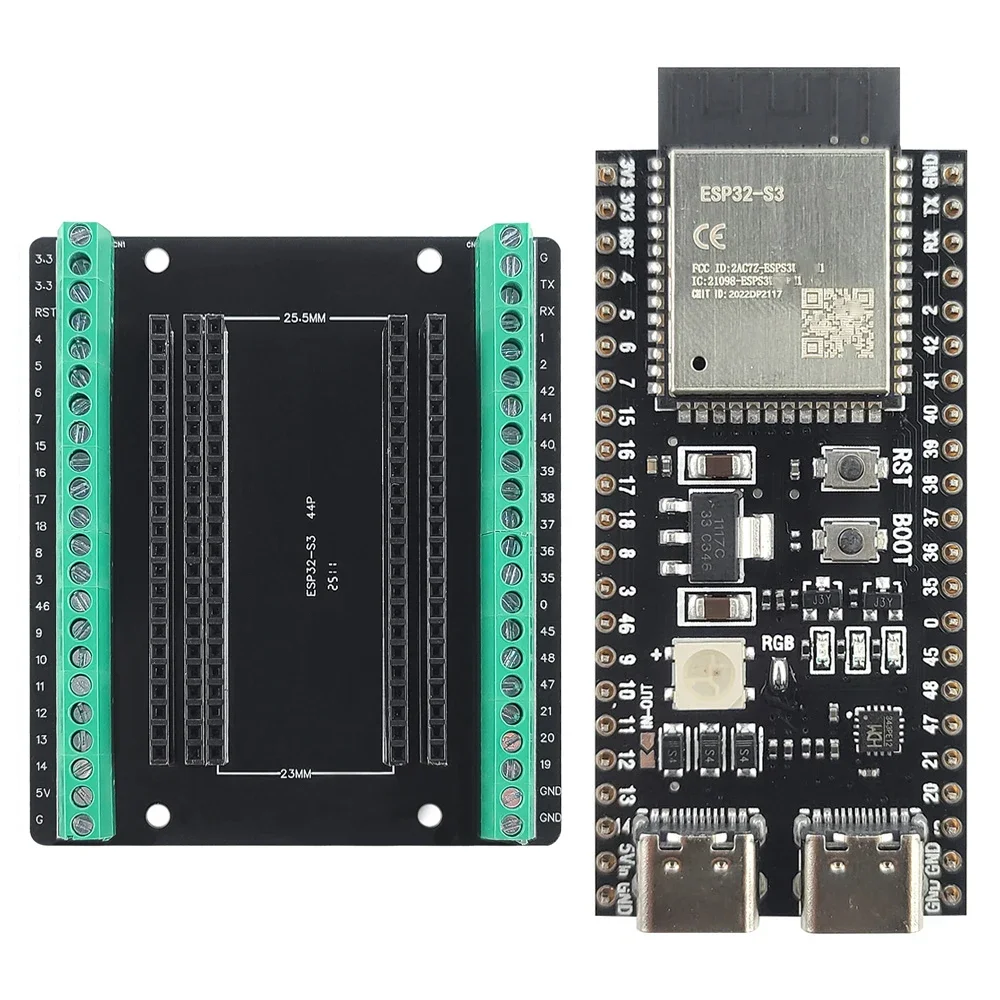ESP32-S3 Entwicklungsboards mit Erweiterungsadapter-Kit 2,4G WLAN BT Modul ESP32-S3 N8R2 N16R8 44-Pin Typ-C ESP32-S3