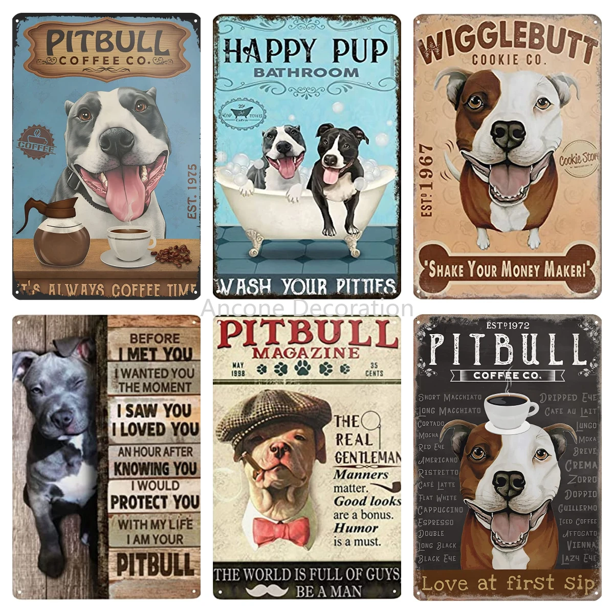 

Funnt Pitbull Dog Metal Sign Retro Decor Home Kitchen Bar Cafe Bathroom Living Room Club Cave Wall Decor Plaque Gift Tin Sign