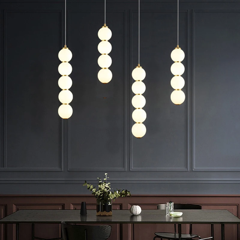 

Modern Pendant Light Glass Ball Nordic Sphere White Led Ceiling Lamp Living Dining Room Chandelier Corridor Personalized Fixture