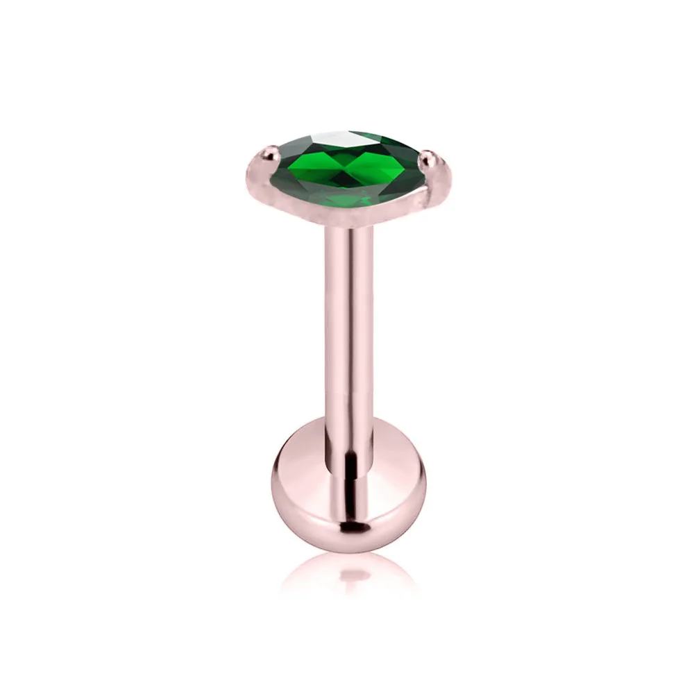 Astm f136 g23 titan marquise cz faden loser piercing pin in lippen stecker daith conch tragus flacher rücken ohrring 16g 18g 20g – Detail 7
