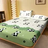 1 Cartoon Cute Plant Flower panda printed matte Fitted Sheet, bedroom printed bed cover, bedding (excluding pillowcases) 1