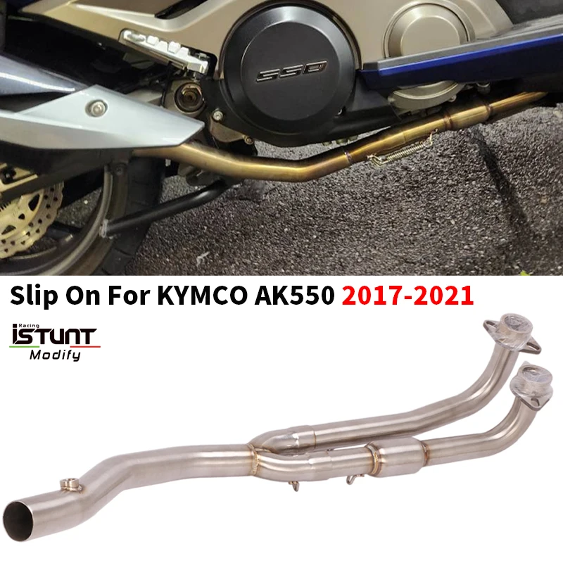 

Motorcycle Exhaust Modified System Connect Original Muffler Front Link Pipe Escape Moto Slip on For KYMCO AK550 550 2017-2021