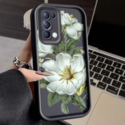 Elegant Flower Painted Silicone Phone Case - Anti-Drop Soft Cover for Reno5 K (Black)