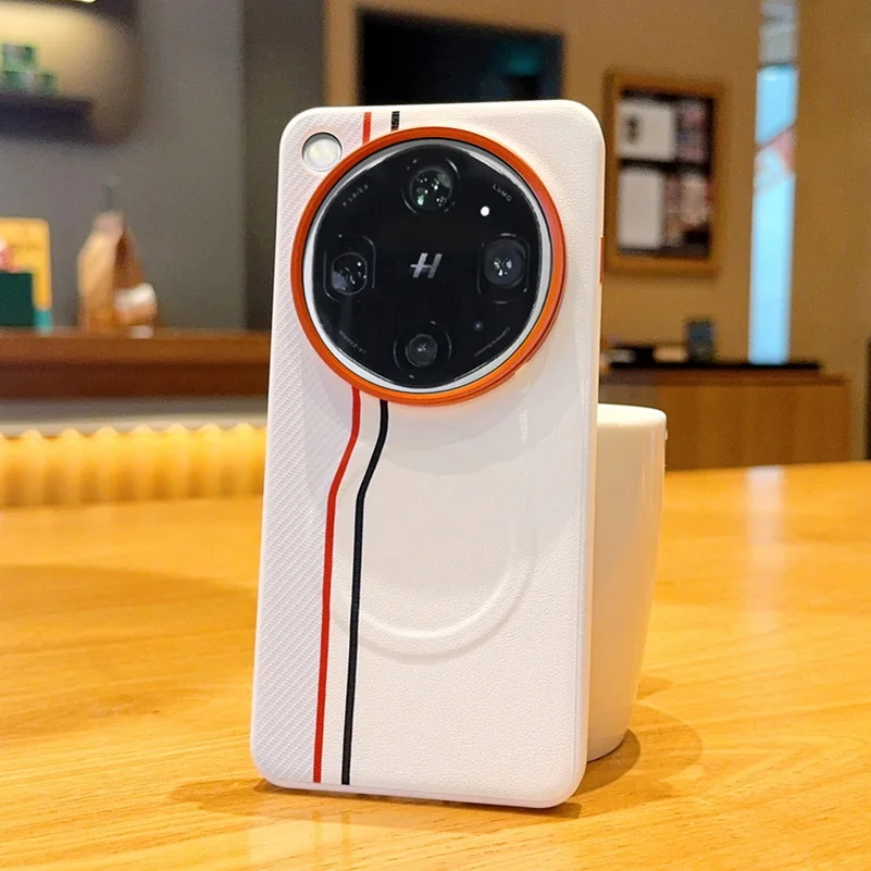 Color-Block Dual-Line Protective Case with Built-In Wireless Charging and Magnetic Ring