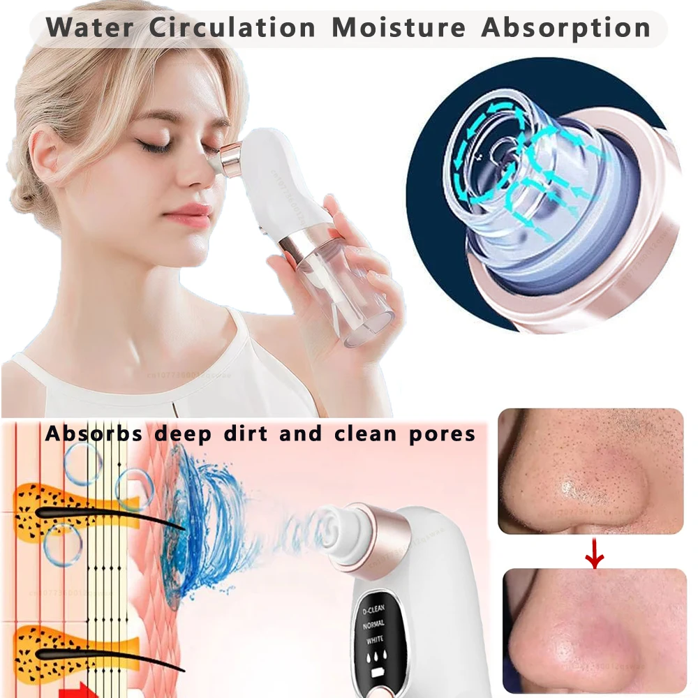 Blackhead Remover Pore Vacuum Face Cleaner Water Cycle Electric Pimple Acne Black Head Removal Rechargeable Black Dot Remover 3