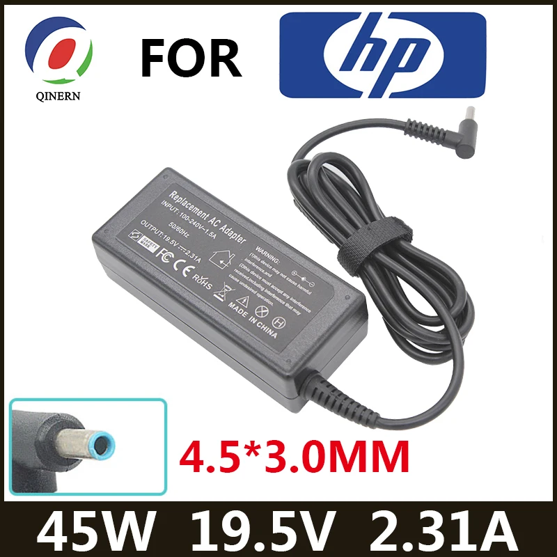 Chargeur pour ordinateur portable HP 19,5 V 65 W 45 W compatible avec X360  Pavilion, Envy, Elitebook 840, ProBook, Chromebook, Stream, Spectre et plus