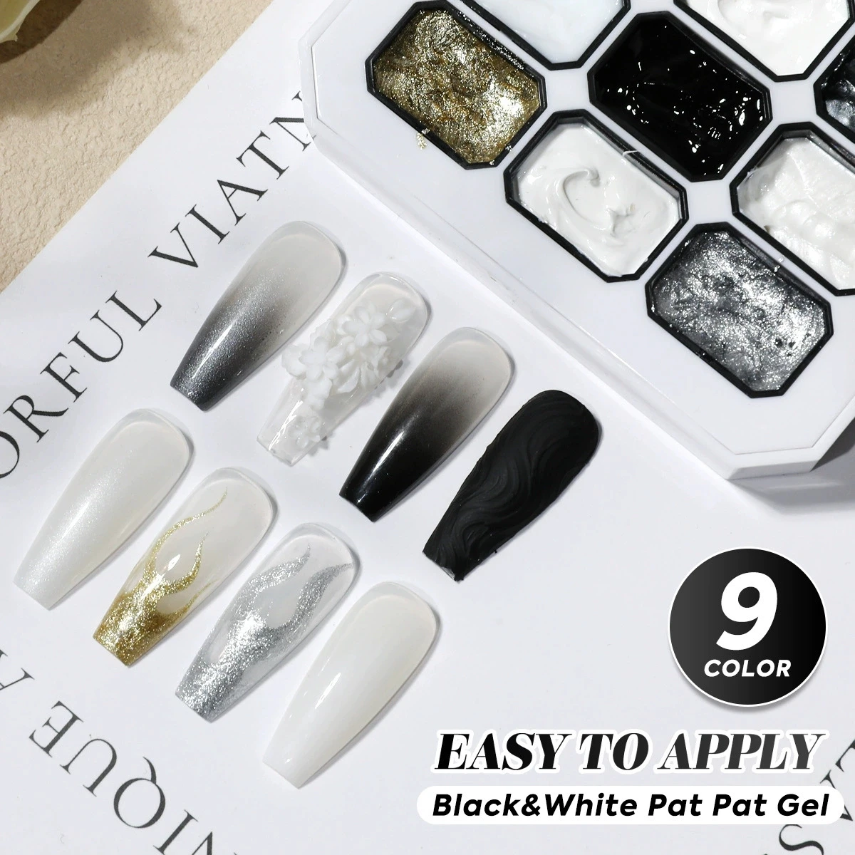 1pc black and white solid nail polish gel patting gel gypsum gel Y2K solid color shiny luster long-lasting DIY home salon ﻿ - 4