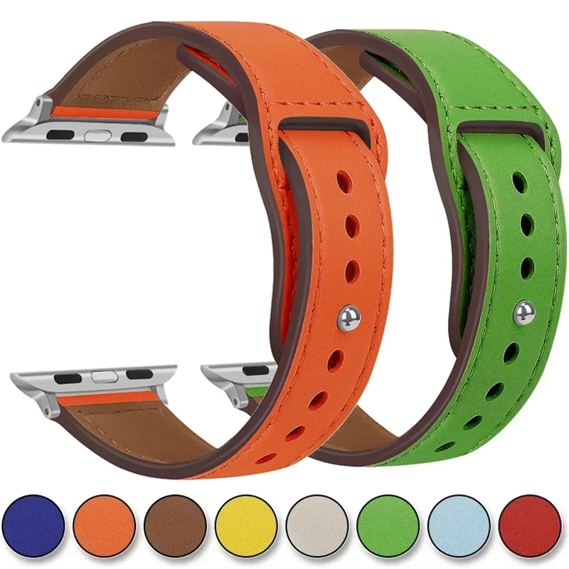 애플 워치 밴드용 가죽 시계 스트랩, 스포츠 팔찌, 아이워치 시리즈 3, 4, 6, SE, 7, 8 울트라, 44mm, 45mm, 41mm, 40mm, 49mm, 42mm, 38mm