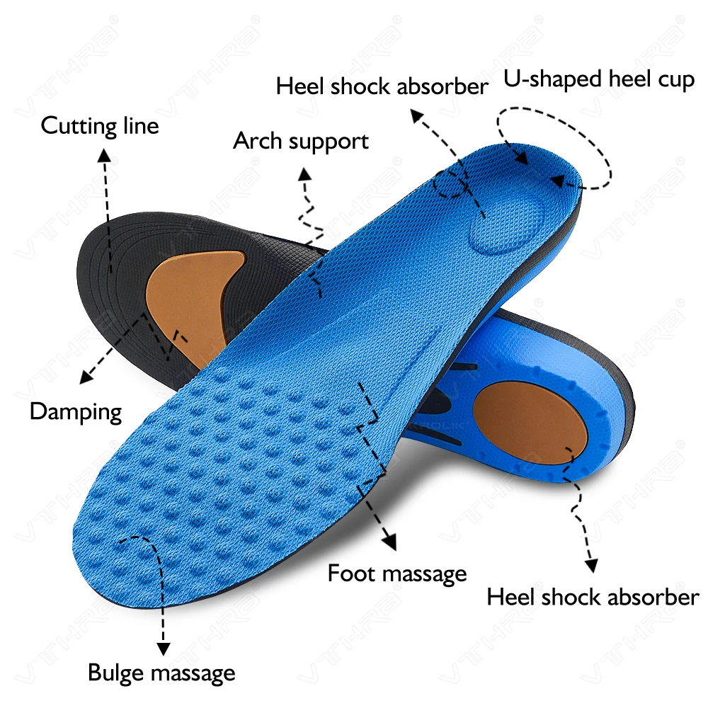 EVA Orthopedic Flat Foot Health Sole Pad Massage Orthotic Gel Insole For Shoes Insert Arch Support For Plantar Fasciitis Unisex