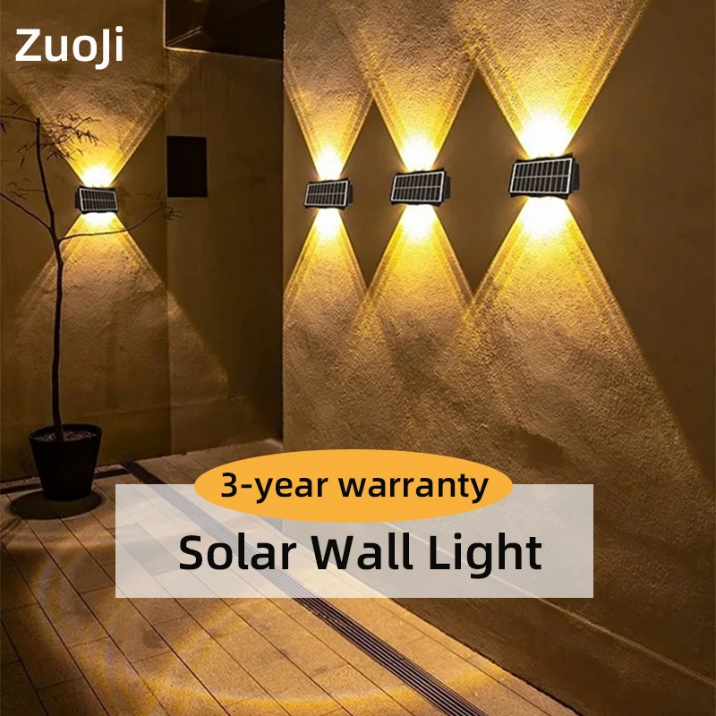 Wall Lamp Solar Led Light Induction Lighting Outdoor Waterproof Rgb Up And Down Luminous Lighting For Balcony Garden Decorations handmade tiers wall hanging floating shelf for living room decorations