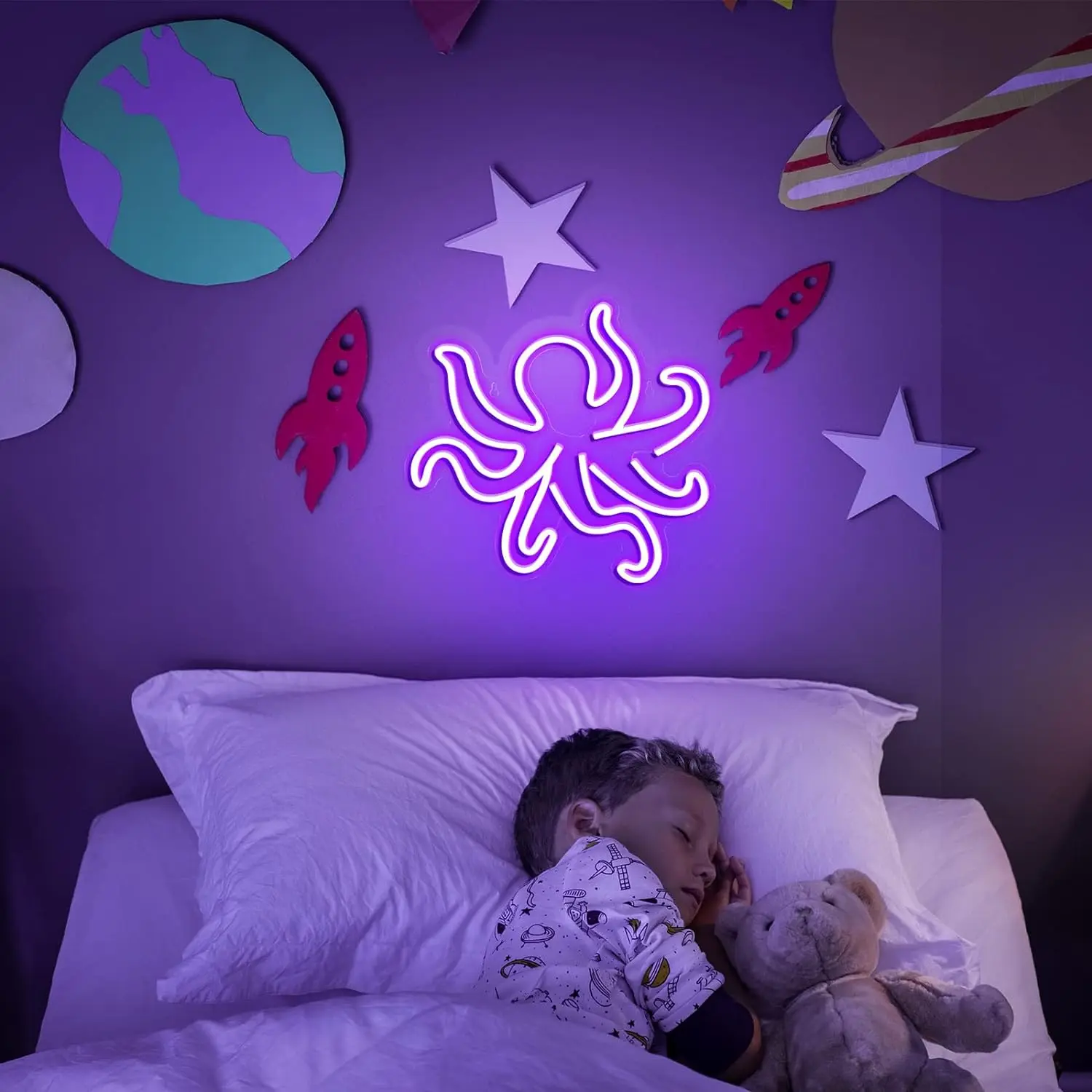 Octopus Neon Ocean Showroom LED Neon USB Powered Acrylic Wall Decoration Kids Bedroom Boys Room Playroom