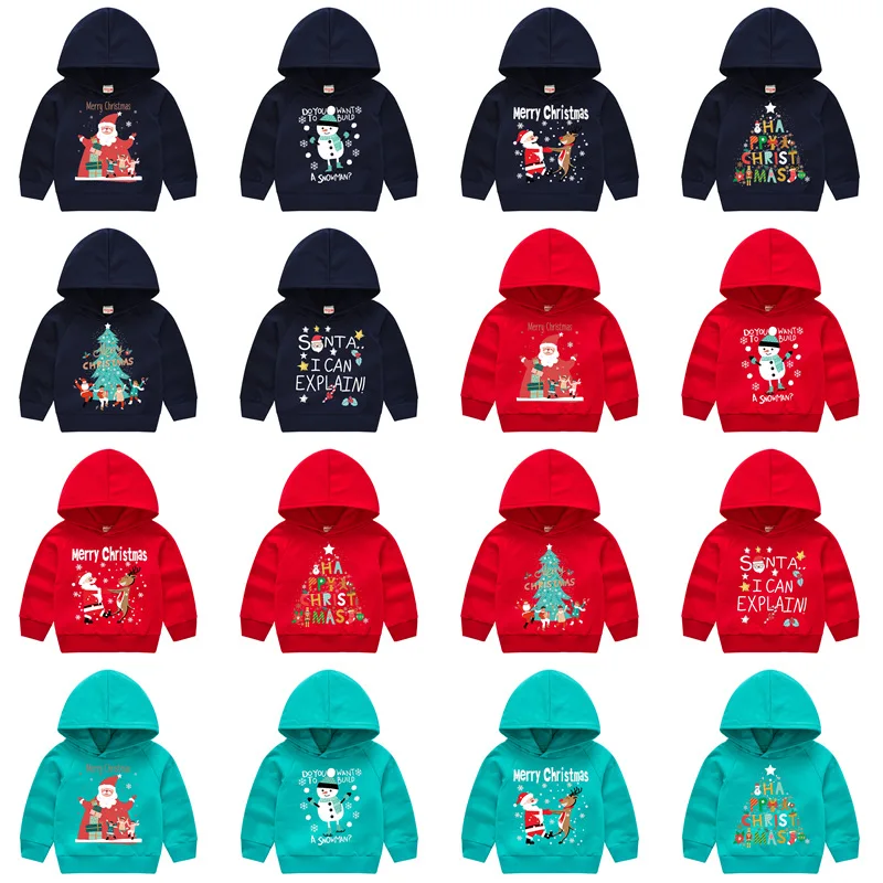 

Merry Christmas Kids Hoodie Clothes Toddler Girl Red Christmas Party Costume Kids Hoodies Sweatshirts
