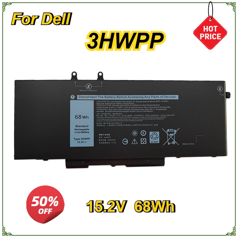 New Laptop Battery 3HWPP for Dell Latitude 5501 5401 3541  3551 Series Bateria 15.2V 68Wh Replacement Battery