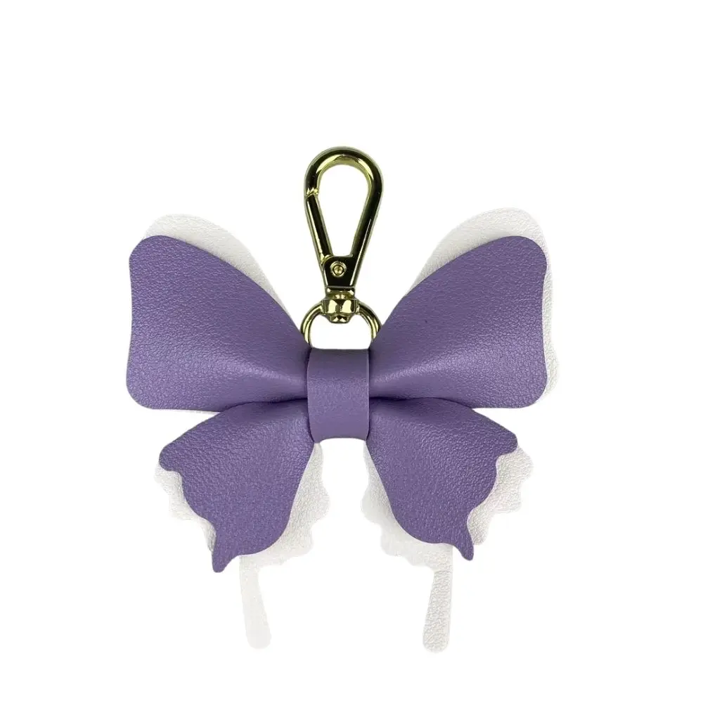 Elegant 3D Leather Butterfly Charm with Detachable Keyring Accessory