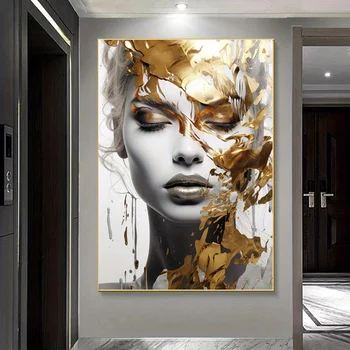 Modern Abstract Woman Face Print Art Posters, Wall arts Canvas Painting, Living Room and Bedroom Decor Cuadros No Framed