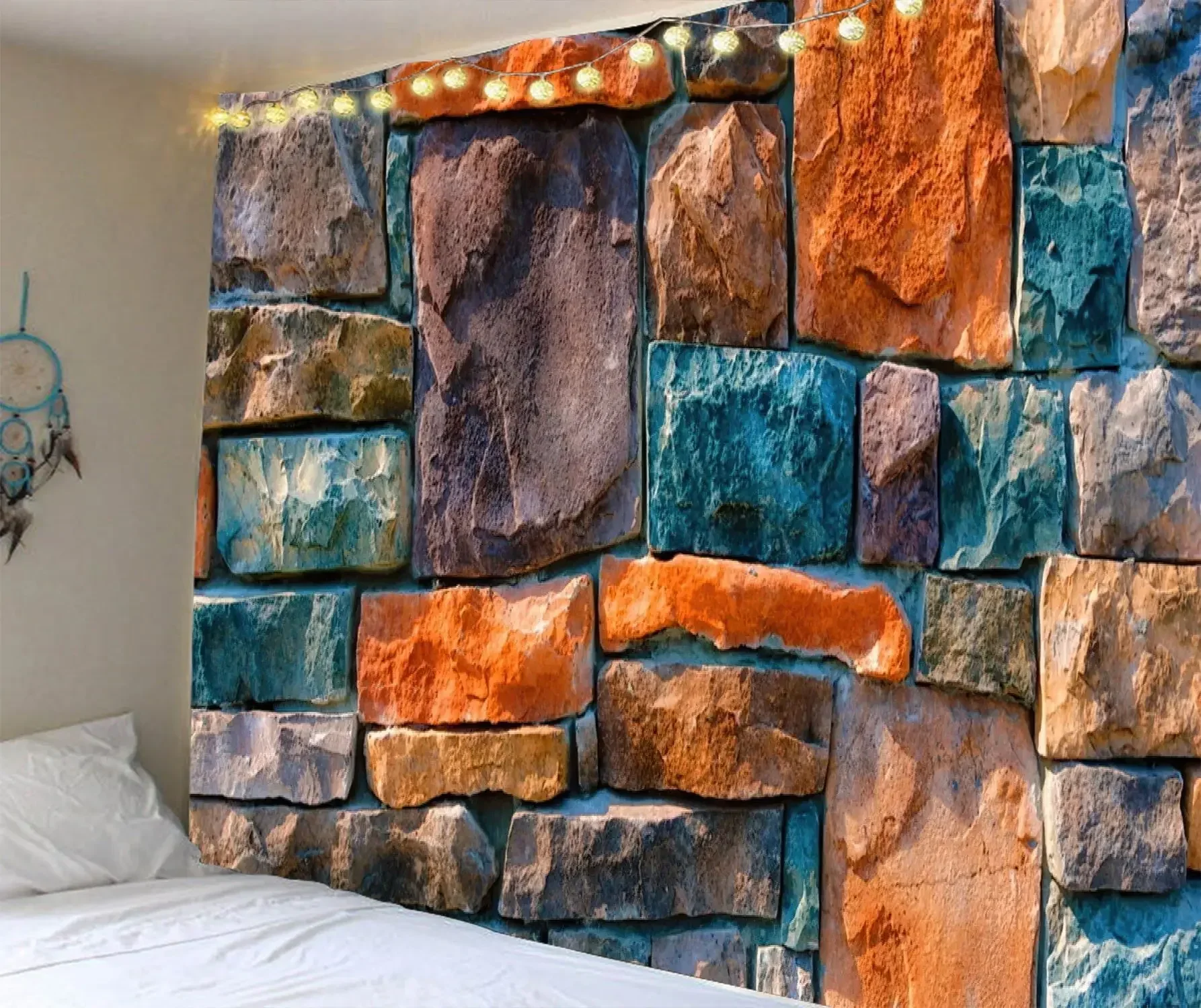 Home Aesthetic Stone Rock Tapestry Wall Hanging Decor 3D Cobblestone Pattern Cloth Beach Towel Yoga Mat Bedroom Mural Blanket