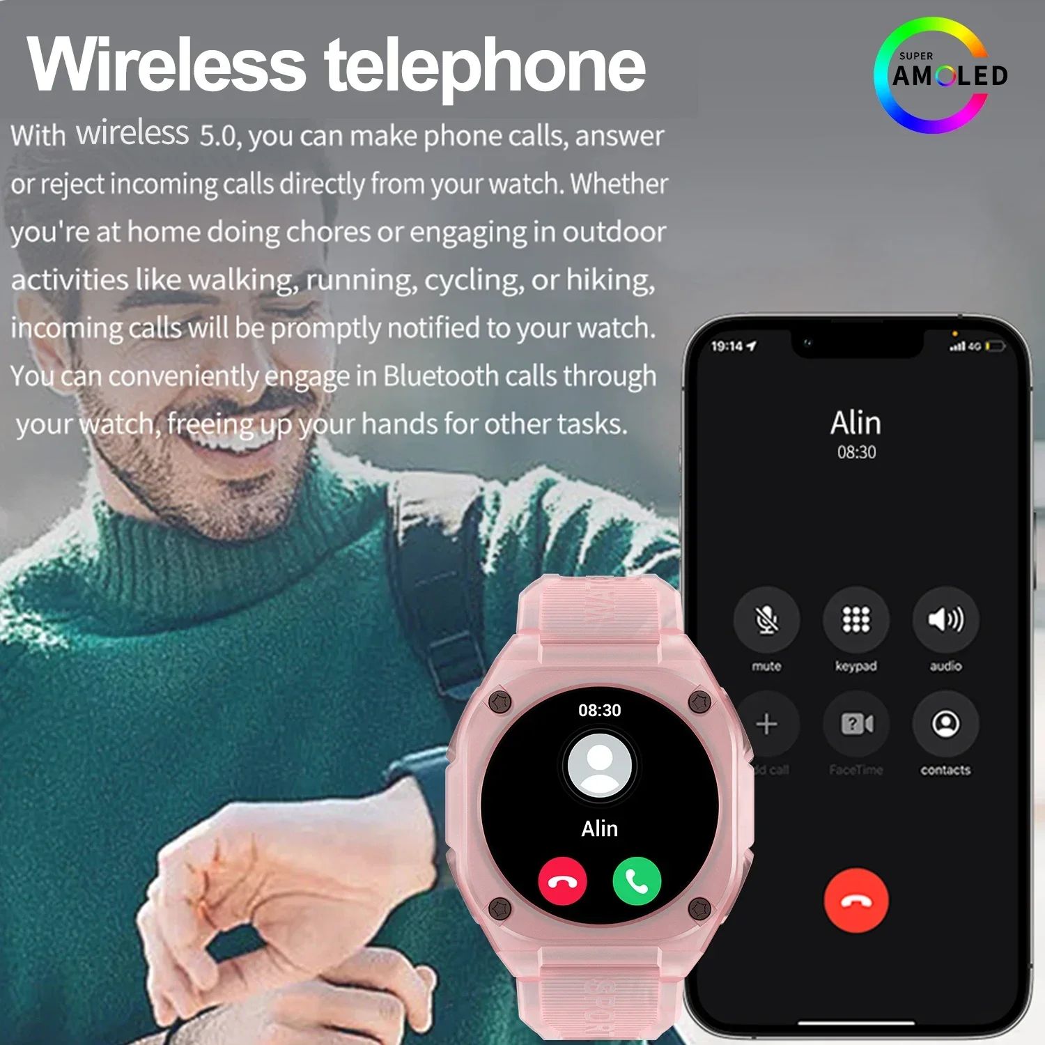 2026 Fashion Smartwatch,Full Touchscreen,Answering,Music Control/Multiple Dials/Calendar/Weather Forecast,For Iphone & Android 2
